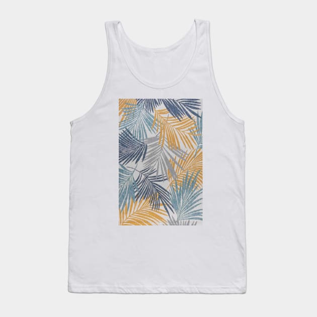 tropical leaves - yellow, blue, green and gray Tank Top by ghjura